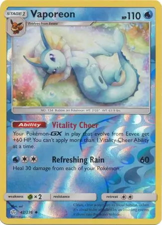 Cosmic Eclipse Vaporeon #42/236 reverse holo